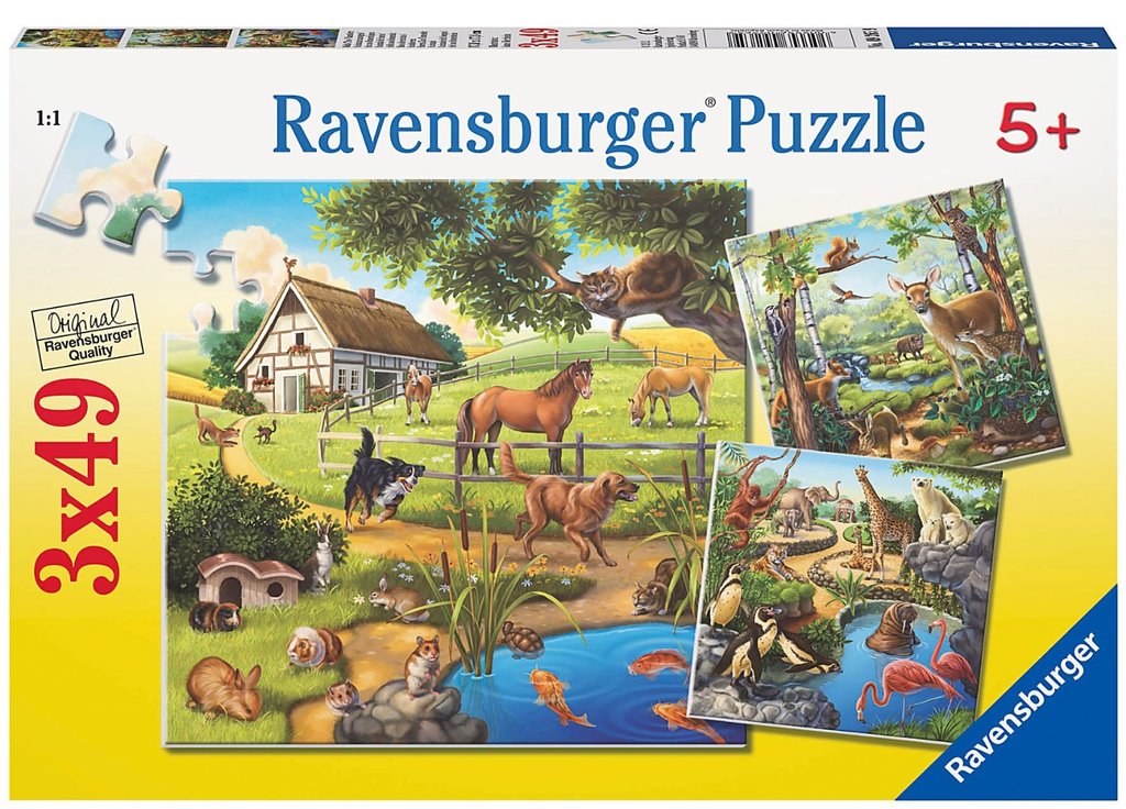 4005556092659 zwierz%c4%99ta 3x49el puzzle ravensburger 092659 sklep zabawki dla dziecka online mimi internetowy sklep z grami 