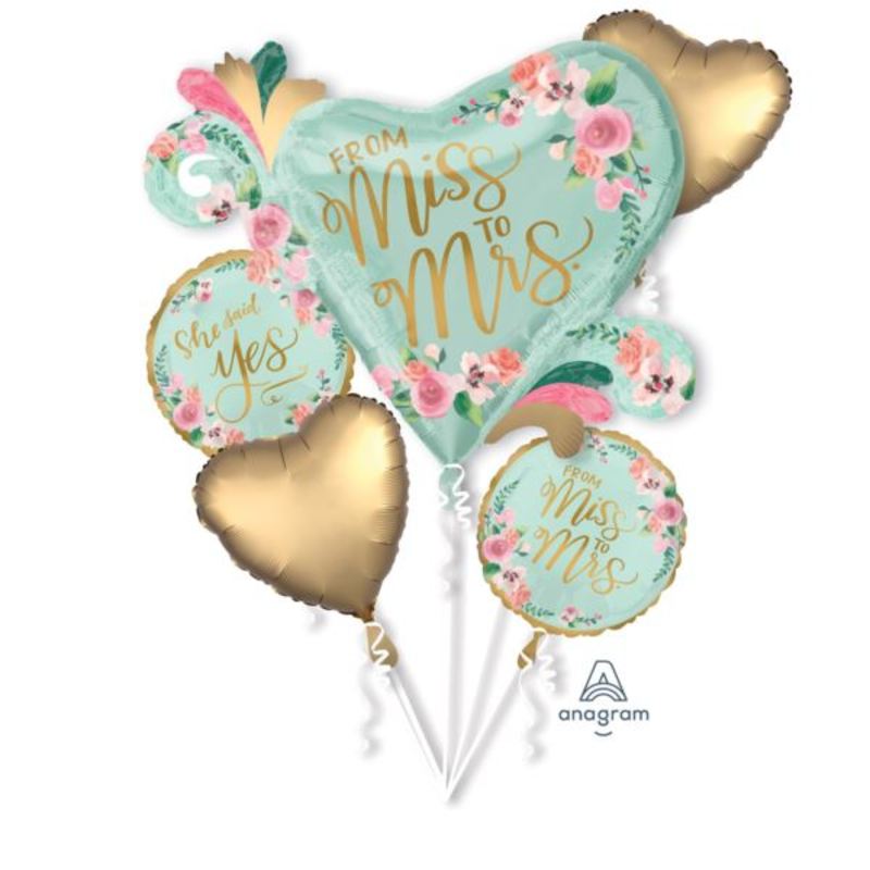 Komplet 5 balonow From Miss to Mrs cena z helem - 75,00 PLN